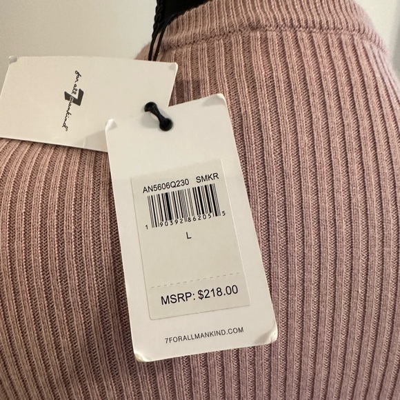 7 For All Mankind Mauve Ribbed “Touch of Cashmere” Sweater - L NWT MSRP: $218 - Picture 4 of 6